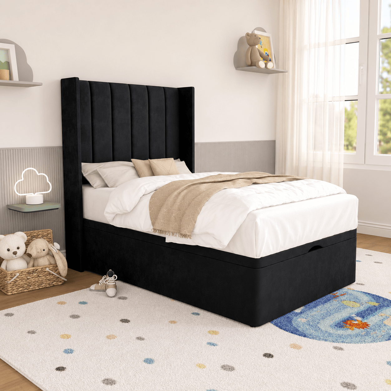 Kids Wingback Ottoman Divan Bed