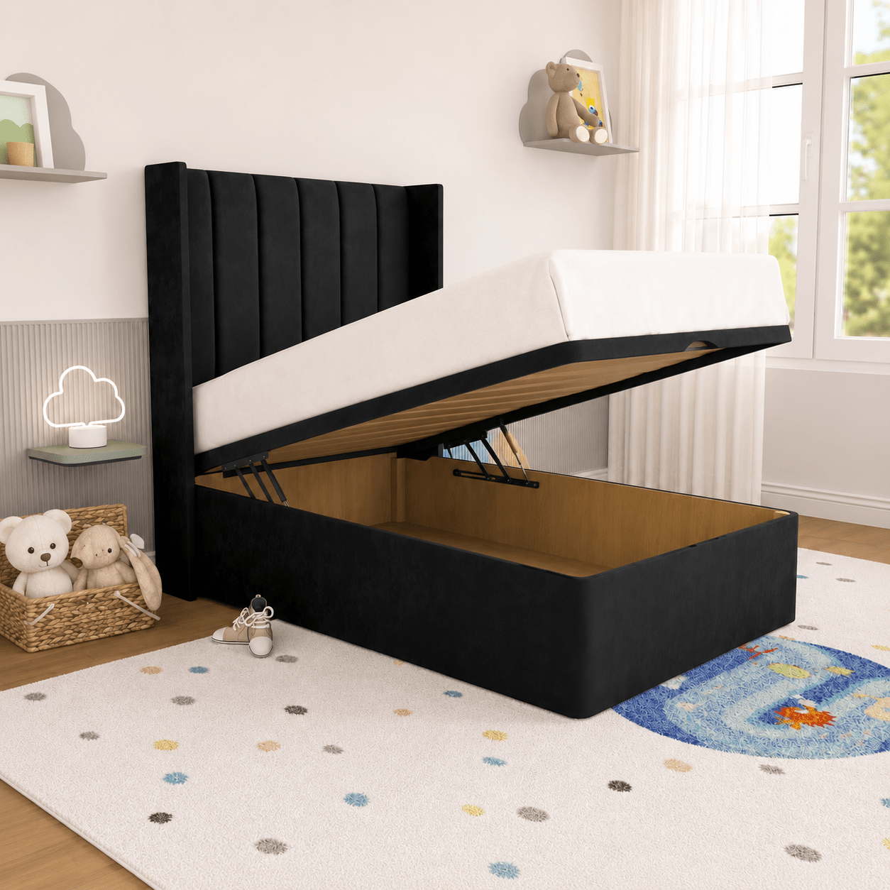 Kids Wingback Ottoman Divan Bed